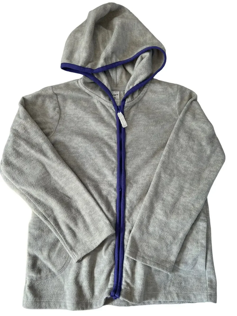 Carter's Grey Zipped Hooded Fleece size 7